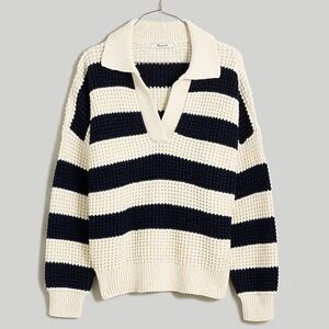 Madewell Striped Waffle Knit Henley Size Small